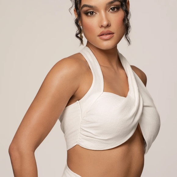 JLUXLABEL White Halter Crop Top - Picture 2 of 7